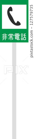 Single illustration of a sign with a pole: Emergency telephone 127579735
