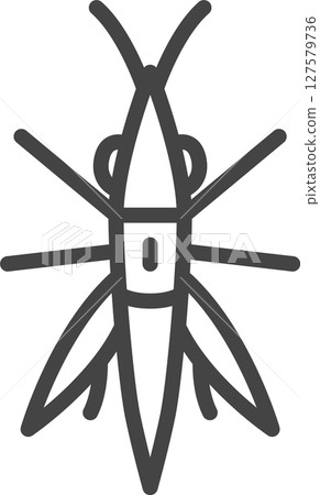 線條畫迷你昆蟲單一圖示：短蚱蜢 127579736