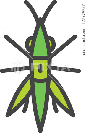 Color mini insect single icon: Short-horned grasshopper 127579737