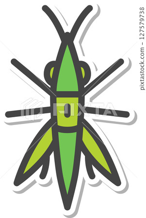 貼紙式迷你昆蟲圖示：短角蚱蜢 127579738
