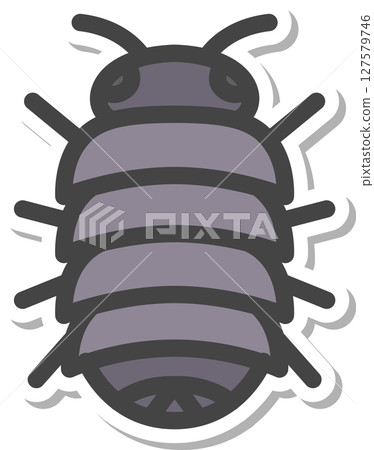 Sticker-style mini insect icon: Pillbug 127579746