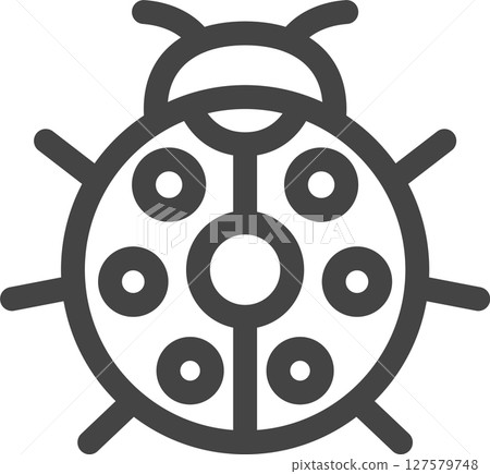 線條畫迷你昆蟲單圖示瓢蟲 127579748