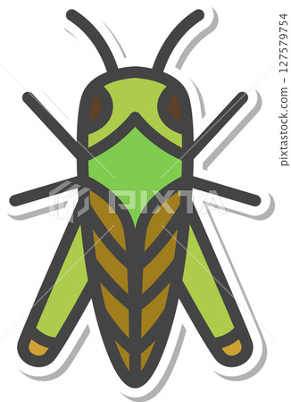 貼紙式迷你昆蟲圖示：蝗蟲 127579754