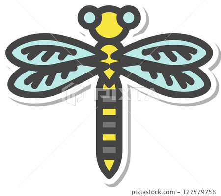 貼紙式迷你昆蟲圖標：蜻蜓 127579758
