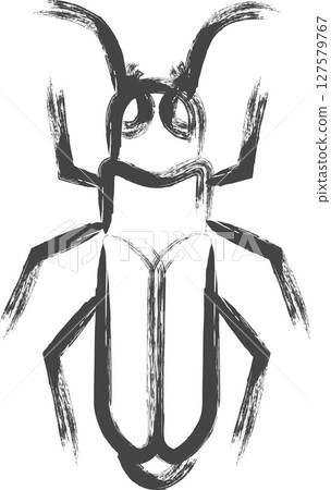 毛筆繪製的迷你昆蟲圖示：地面甲蟲 127579767