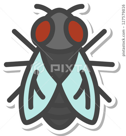 貼紙式迷你昆蟲圖示：蒼蠅 127579816