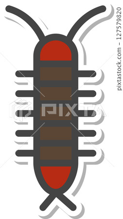Sticker-style mini insect icon: centipede 127579820