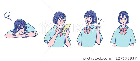 動漫風格的女孩臉部表情集 127579937