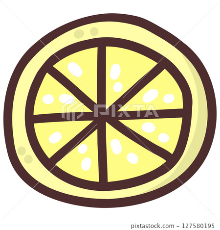 Cute Lemon Slice Summer Illustration 127580195