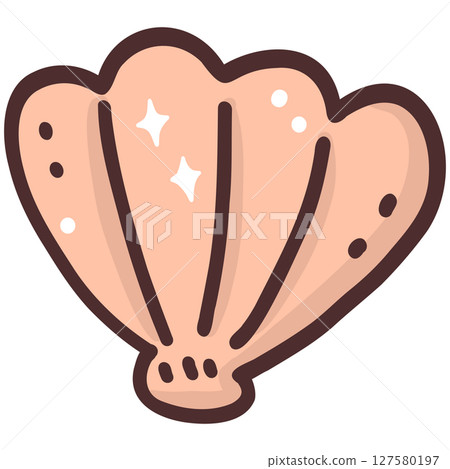 Kawaii Style Seashell Illustration 127580197