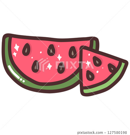 Kawaii Watermelon Slice Illustration 127580198