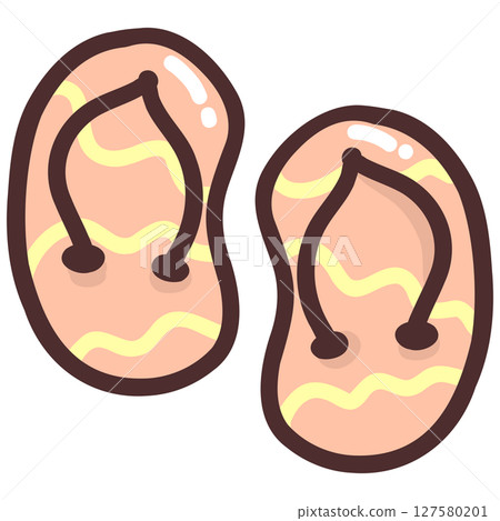 Cute Beach Flip Flops Illustration 127580201