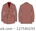 WB6B Double-breasted, 6-button, double flap, double flower hole, natural shoulder, size 127580293