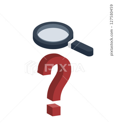 Magnifying glass over a question mark symbolizes the act of searching for answers, exploring the unknown, or investigating a mystery 127580459