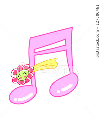 Musical note with flower shooting star 127580461