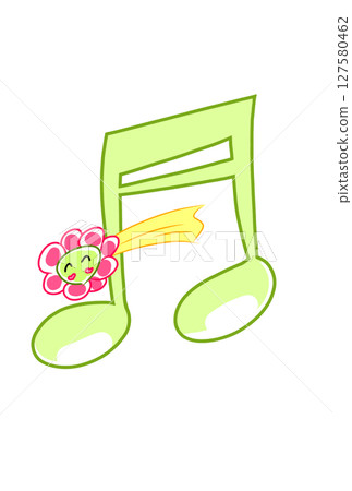 Musical note with flower shooting star 127580462