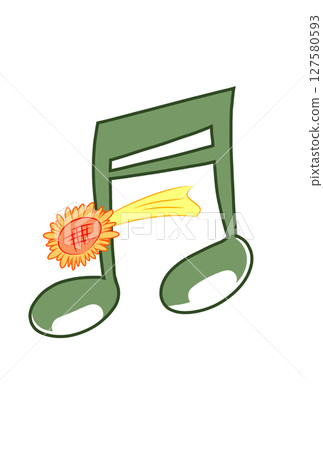 Musical note with sunflower shooting star Musical note with sunflower shooting star 127580593