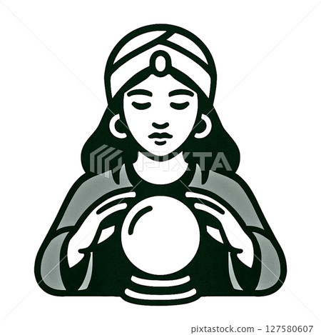 Fortune teller line drawing icon, spiritual, material, no background, illustration 127580607