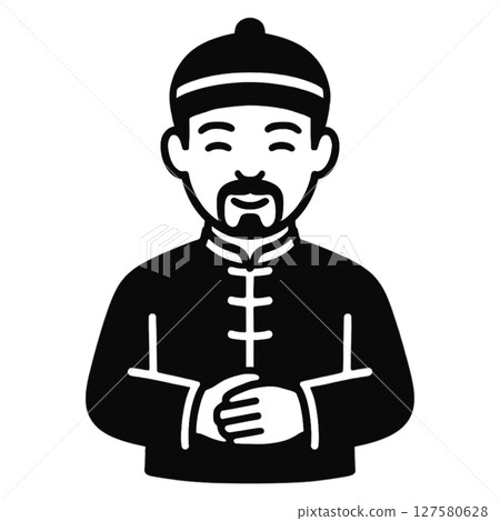 Chinese male line drawing icon, material, no background, illustration 127580628