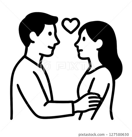 情侶線描圖標,愛情,素材,無背景,插圖 情侶線描圖標,愛情,素材,無背景,插圖 127580630
