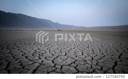 Cracked desert mud flats  background. Generated Image 127580795