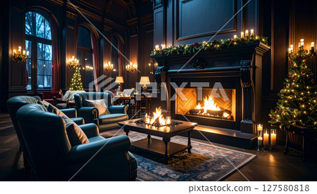Crackling fireplace embers background. Generated Image 127580818