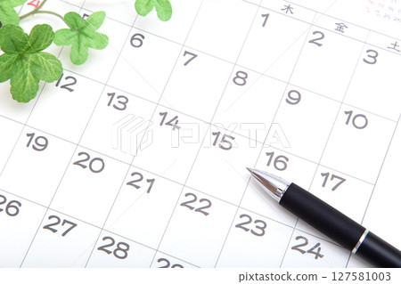 Calendar and ballpoint pen 127581003