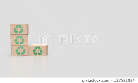 The Recycle symbol on Box for eco concept 3d Rendering. 127581084