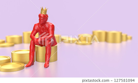 The Man siting on coins for Business concept 3d Rendering. The Man siting on coins for Business concept 3d Rendering. 127581094