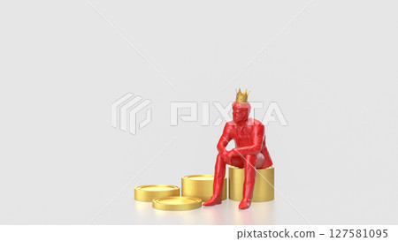 The Man siting on coins for Business concept 3d Rendering. The Man siting on coins for Business concept 3d Rendering. 127581095