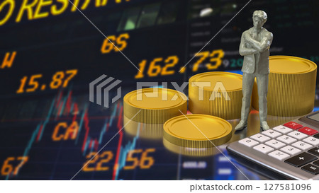 The Man and calculator for Business concept 3d Rendering. The Man and calculator for Business concept 3d Rendering. 127581096