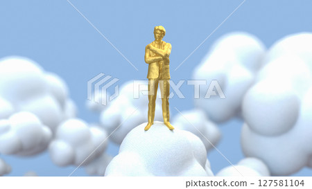 The Gold Man on Cloud  for Business or technology concept 3d Rendering. 127581104