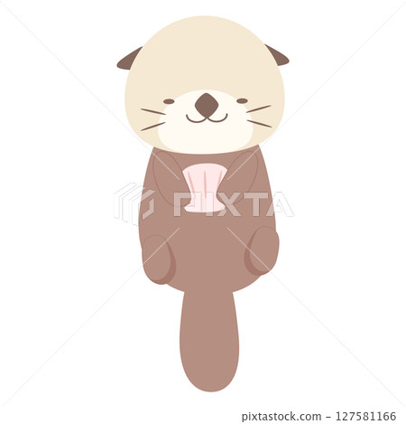 Illustration of a sleeping sea otter, a soothing creature of the sea Illustration of a sleeping sea otter, a soothing creature of the sea 127581166