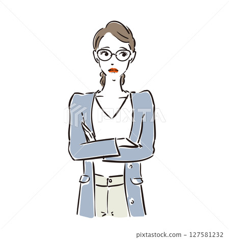 一位戴著眼鏡的酷酷女商人擔心 127581232