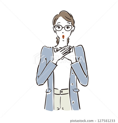 Surprised cool business woman wearing glasses Surprised cool business woman wearing glasses 127581233