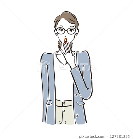 驚訝的酷酷的戴眼鏡的女商人 127581235