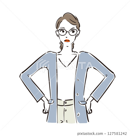 Angry cool business woman wearing glasses Angry cool business woman wearing glasses 127581242