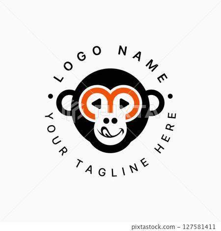 Logo design graphic concept creative premium vector stock image top sell monkey head number 3 font glasses to kids animal to zoo gorilla fun cute kids Logo design graphic concept creative premium vector stock image top sell monkey head number 3 font glasses to kids animal to zoo gorilla fun cute kids 127581411