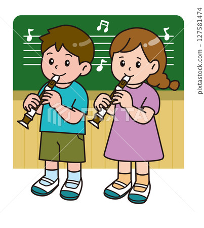 Music room background_Music class_Recorder_Men and women 127581474