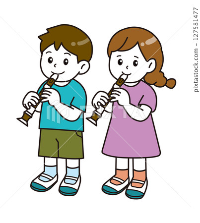 學校生活_音樂課_錄音機_男孩 學校生活_音樂課_錄音機_男孩 127581477