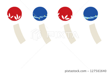 Patterned red and blue wind chimes Patterned red and blue wind chimes 127581640