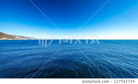 晴朗的天空和海景圖像 16：9 尺寸 AI 生成素材 127581734