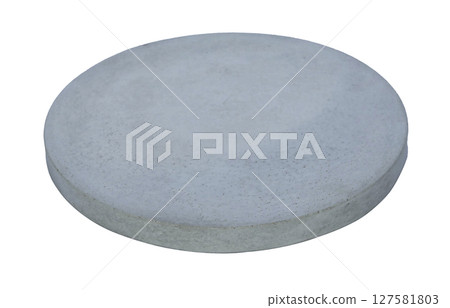 Concrete template podium pedestal for show cosmetic or skin care products display isolated on white background 127581803