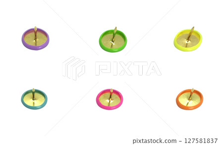 Set of paper pins isolated on white background 127581837