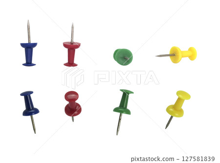 Set of paper pins isolated on white background 127581839
