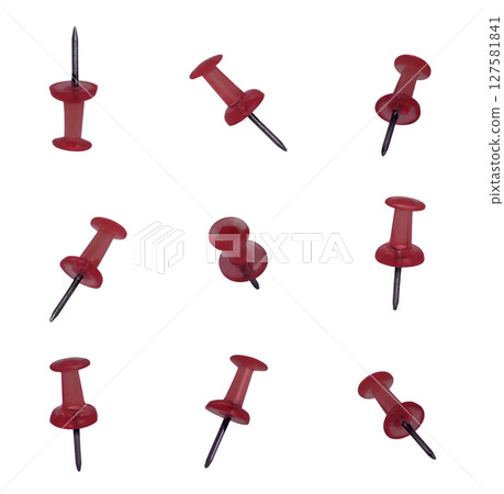 Set of paper pins isolated on white background 127581841