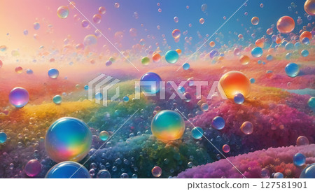 Surreal Float of Opalescent Color Bubbles Surreal Float of Opalescent Color Bubbles 127581901