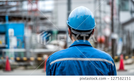 A man working at a construction site 127582151