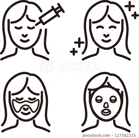 Icon beauty skin face medical treatment cosmetic medicine esthetics person woman line simple illustration material set 127582215