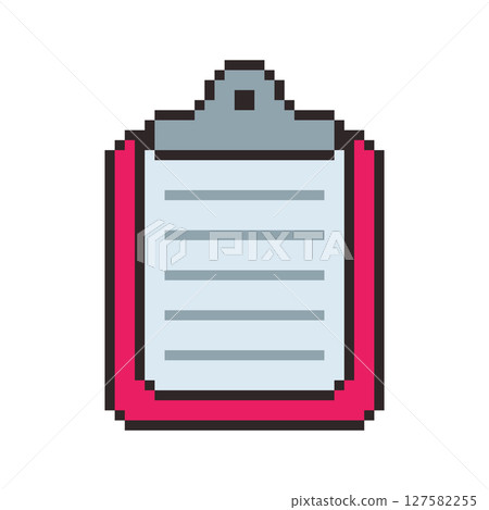 Pixel art Clipboard with Document game asset design 127582255